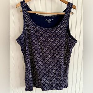 Eddie Bauer Tank Top Size 2X Women's Navy and White Geometric